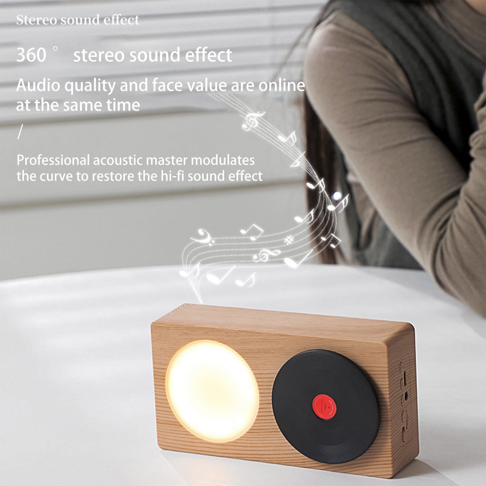 Bluetooth Speaker Retro Record Player Wireless Night Light Creative Gift