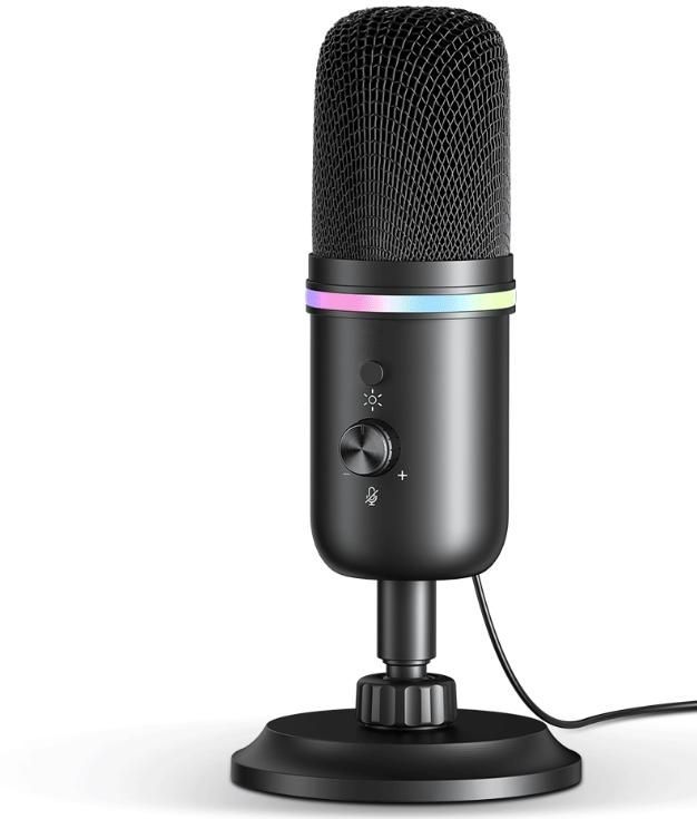Condenser Microphone USB Gaming Microphone Cardioid Mic With RGB Light