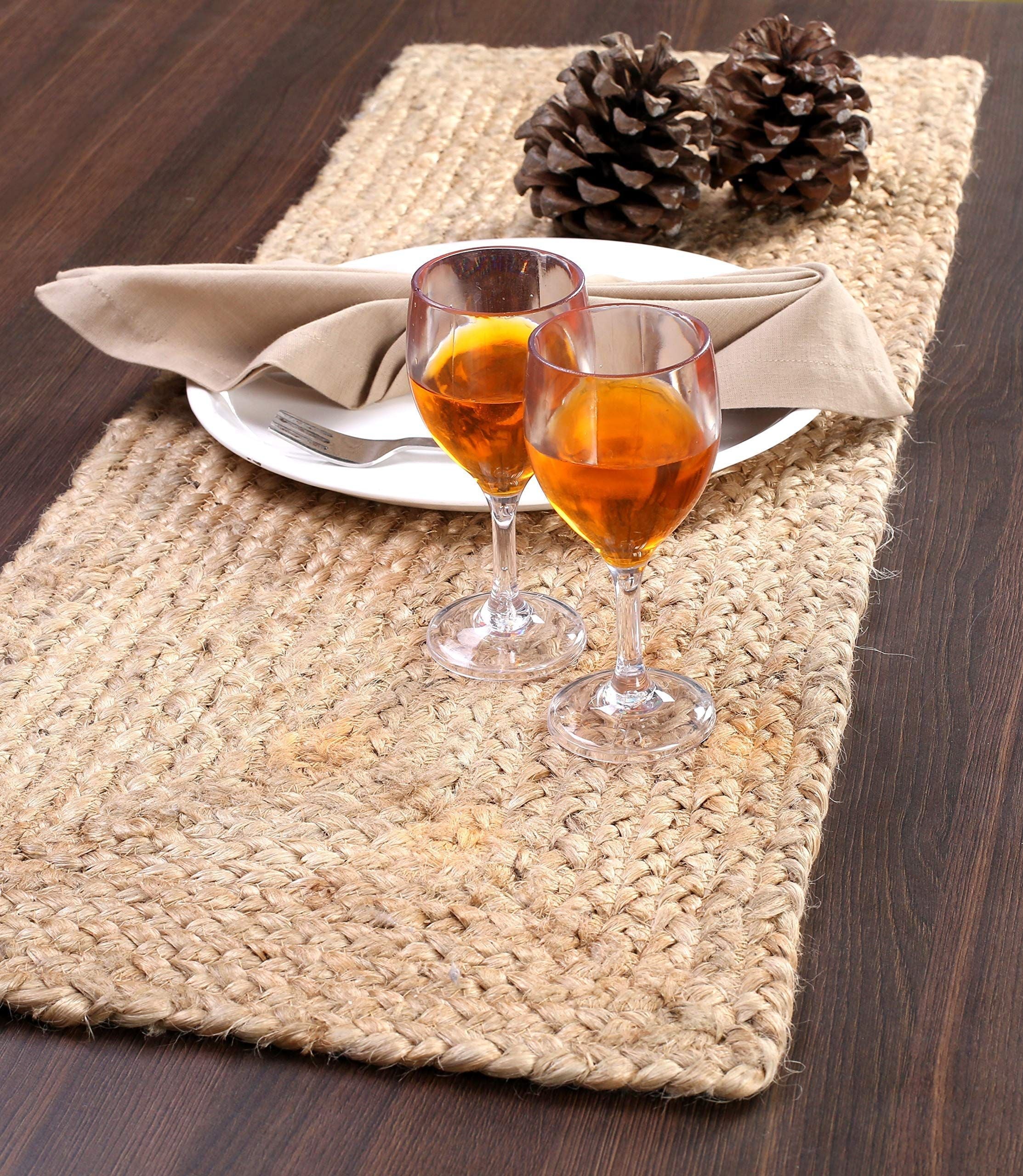 Farmhouse Jute Burlap Braided Reversible Table Runner