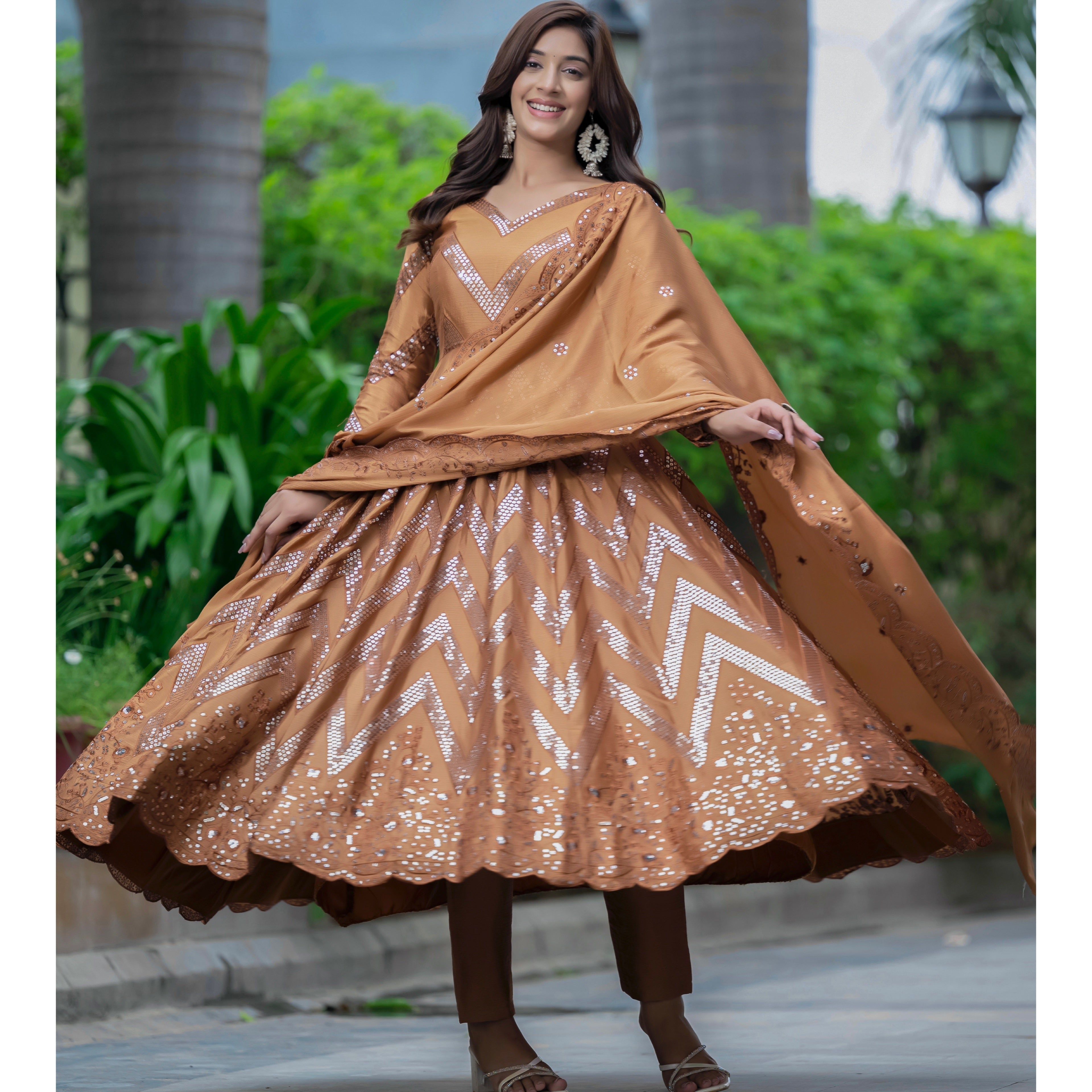 Fab Zone Party Wear Designer Gown Pent And Dupatta With Sequence Embroidery Work For Women
