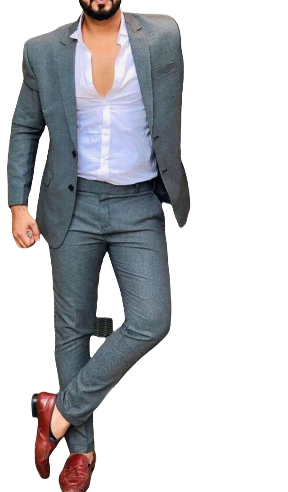 Men's 2 Piece Suit tuxedo Solid Slim Fit Suit For Men Blazer Jacket