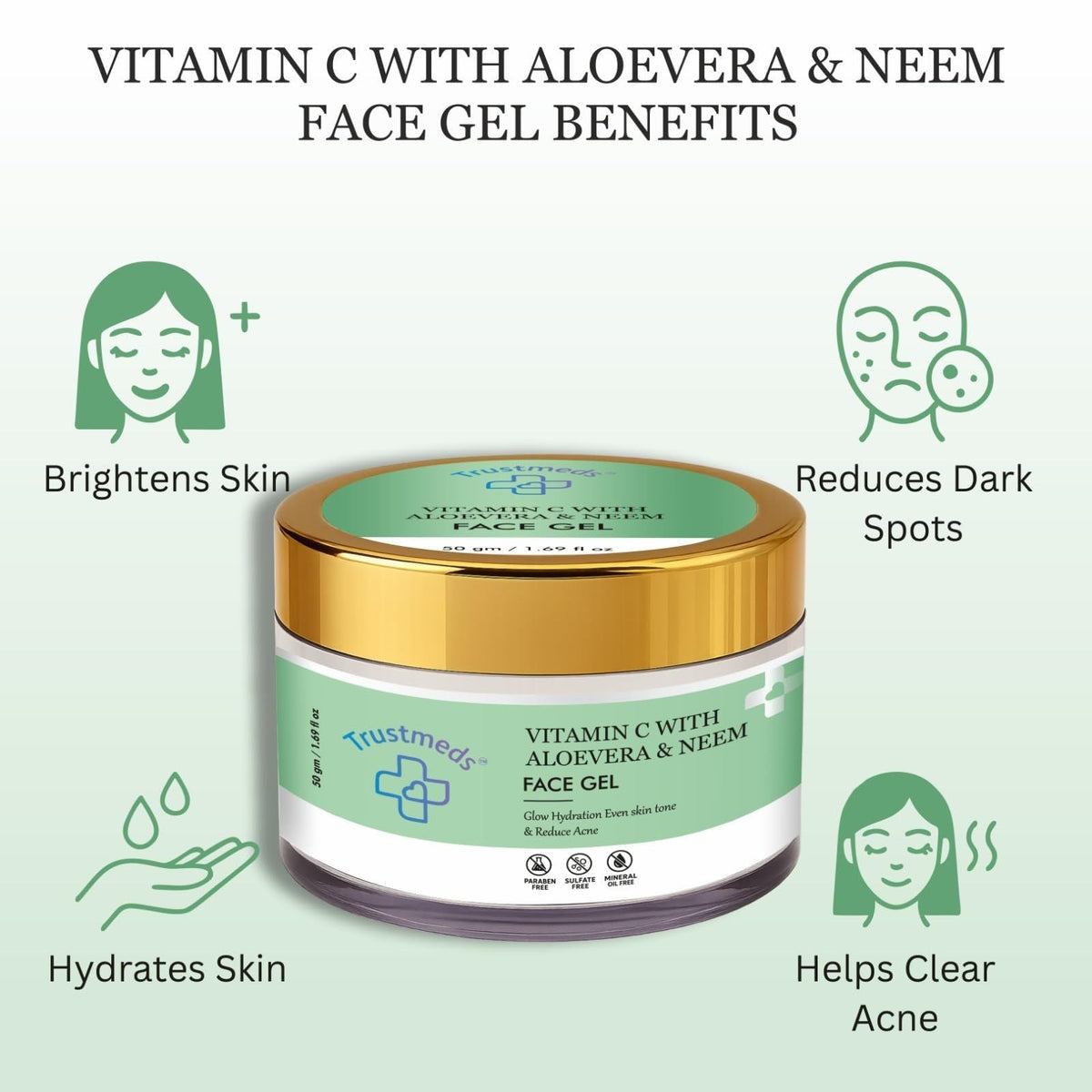 Trustmeds Ayurvedic Face Wash Powder & Vitamin C Face Gel Combo