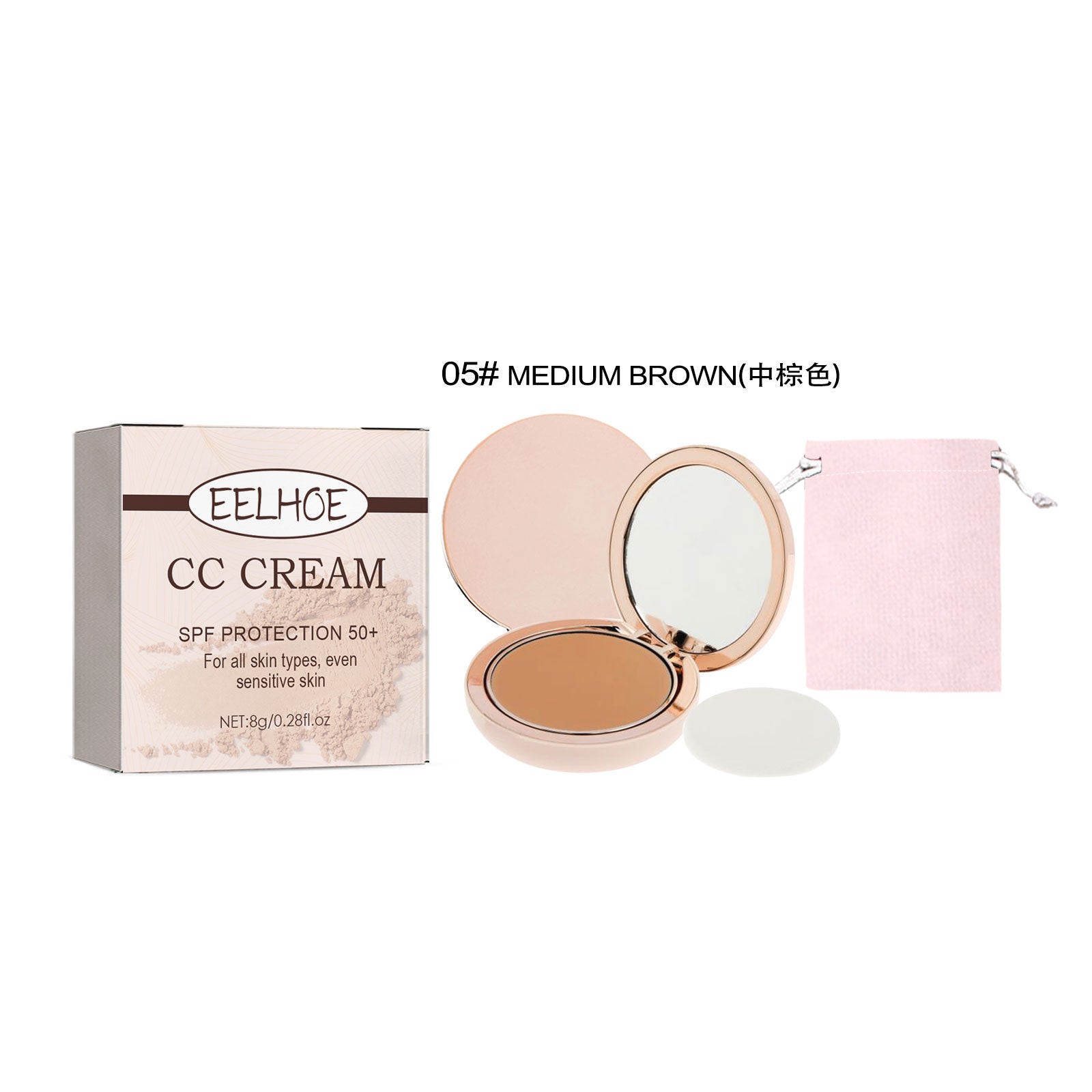 CC Cream Pressed Powder, Flawless HD Makeup, Skin Protection, Breathable, Long-lasting ,8g