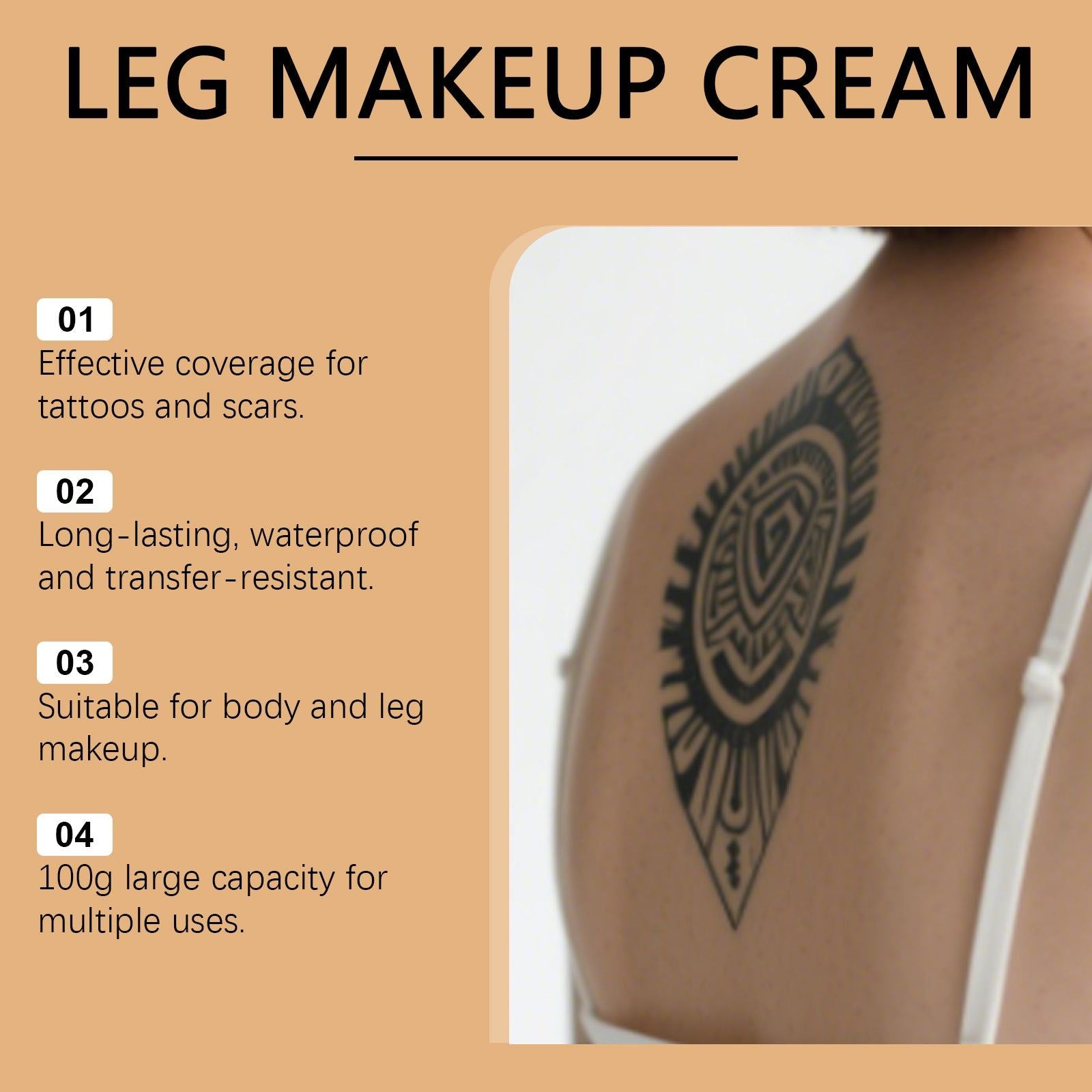 Brown Tattoo Concealer Foundation, Long-Lasting, Natural Makeup Cover for Body Tattoos ,100g