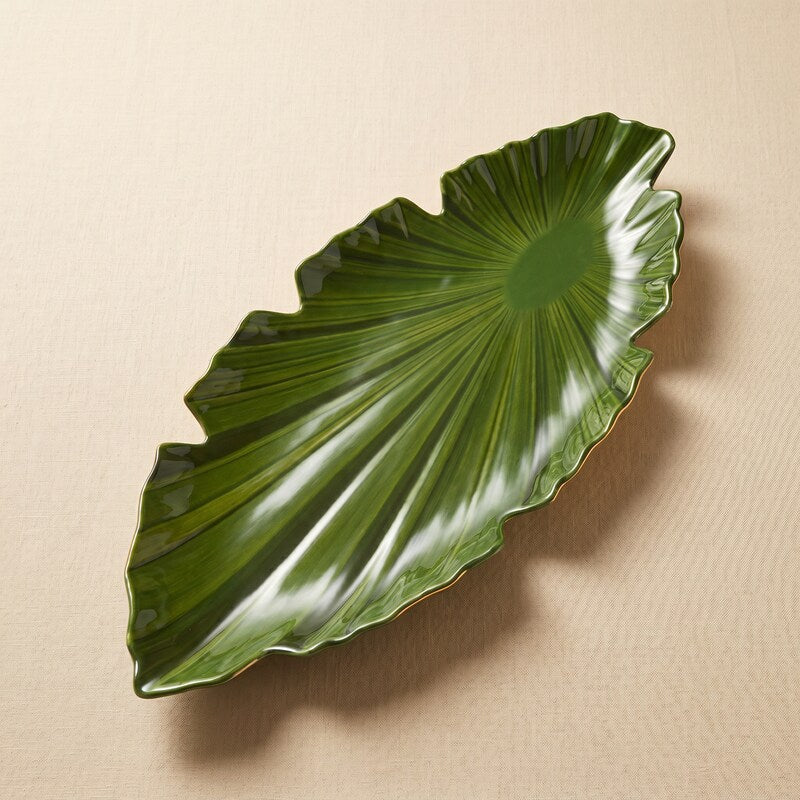Tati deco Green leaf centerpiece tray
