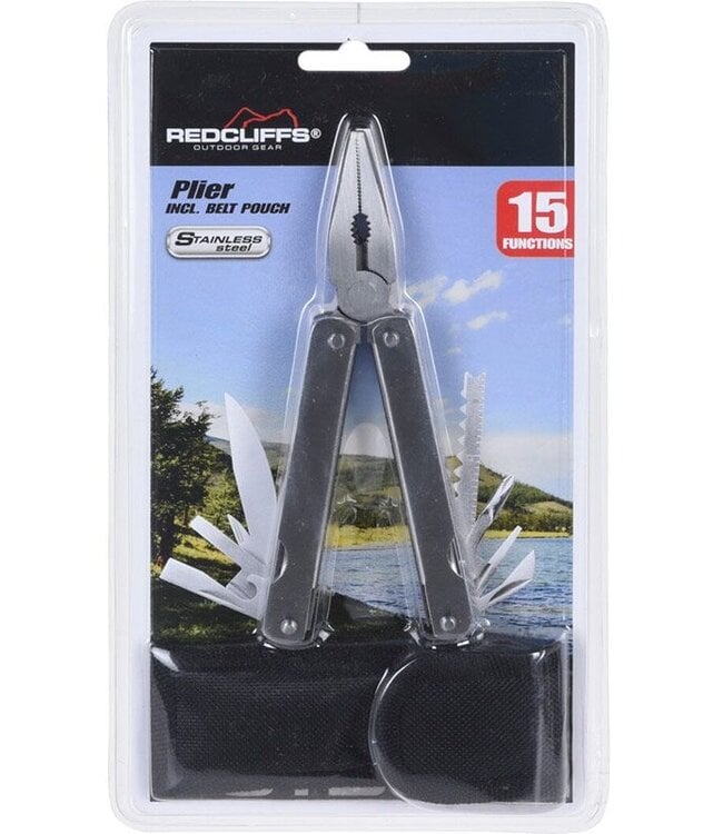 Camp Master 15-Function Stainless Steel Pliers, 15 cm with Nylon Belt Pouch