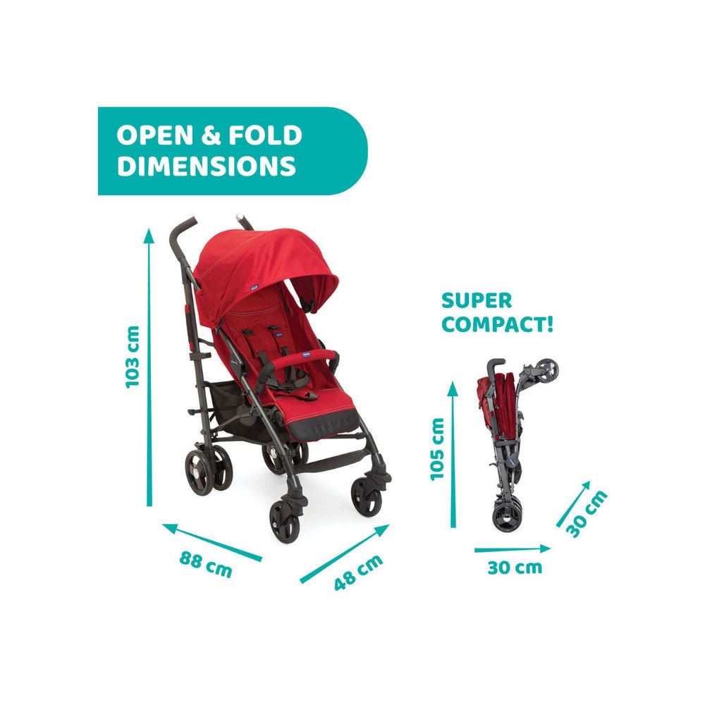 مقعد "شيكو لايت واي 3" مع حاجز أمان باللون الأحمر