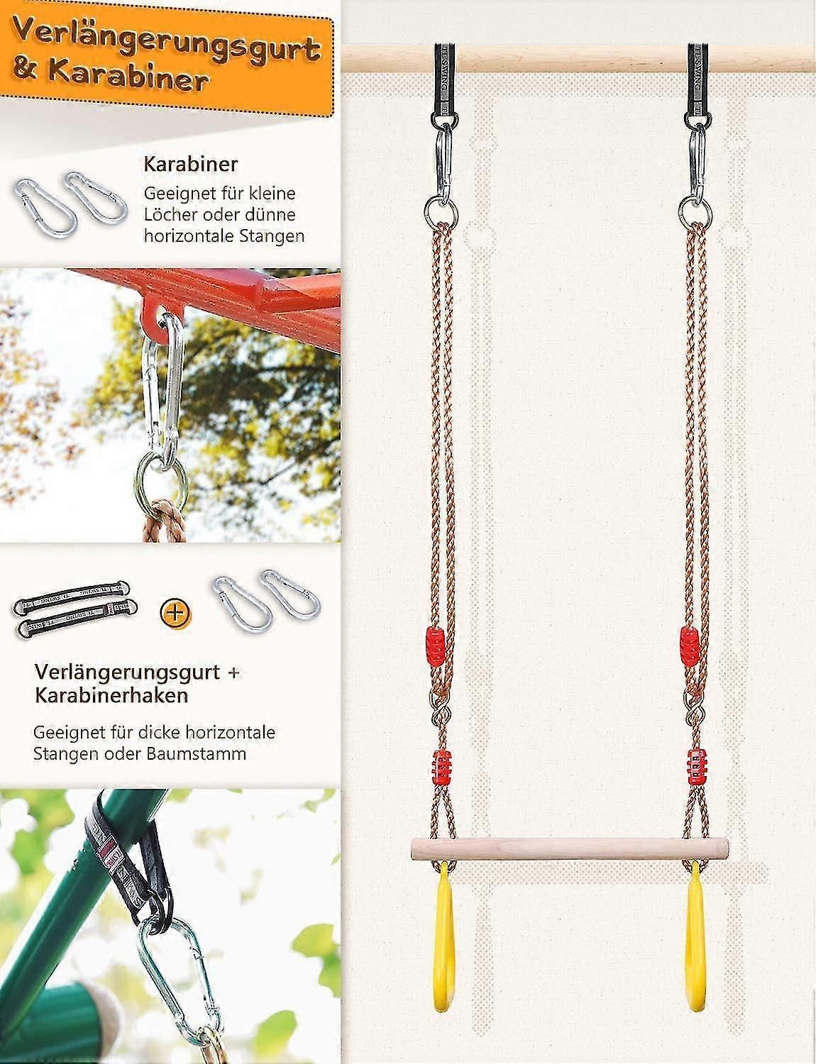 Kids Trapeze Bar With Gym Rings for Climbing Frames