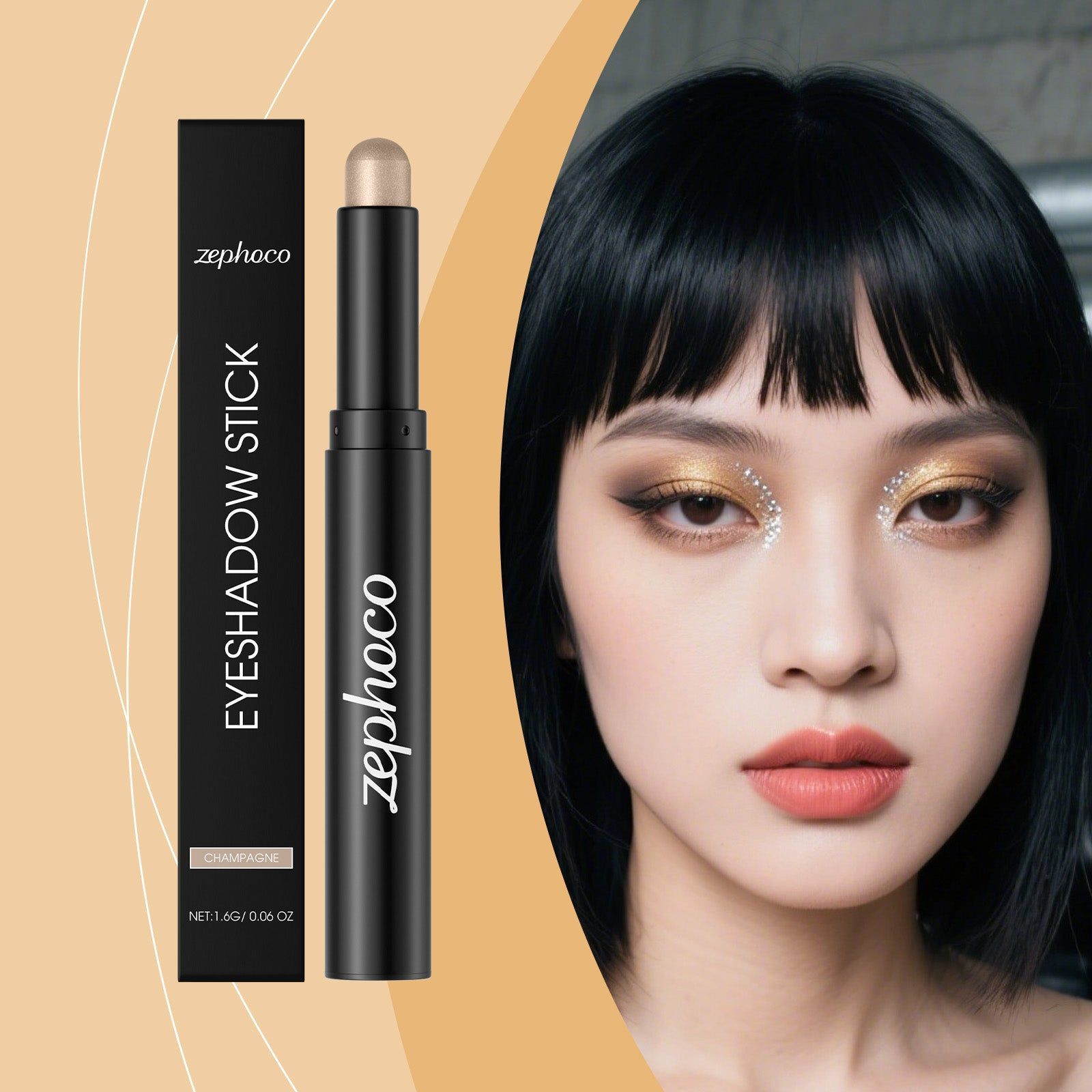 Champagne Eyeshadow Stick, Long-lasting Eye Makeup, Easy to Apply, Shiny and Smooth ,1.6g