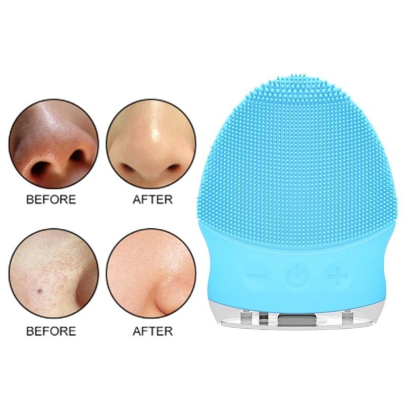 Electric Facial Cleansing Brush Silicone Sonic Vibration Face Scrubber Cleaner