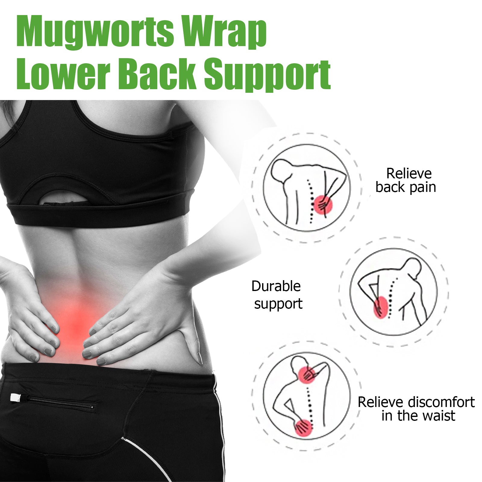 Relieve Back Pain with Mugworts Wrap Waist Support, Comfortable, Adjustable, Pain Relief ,1piece