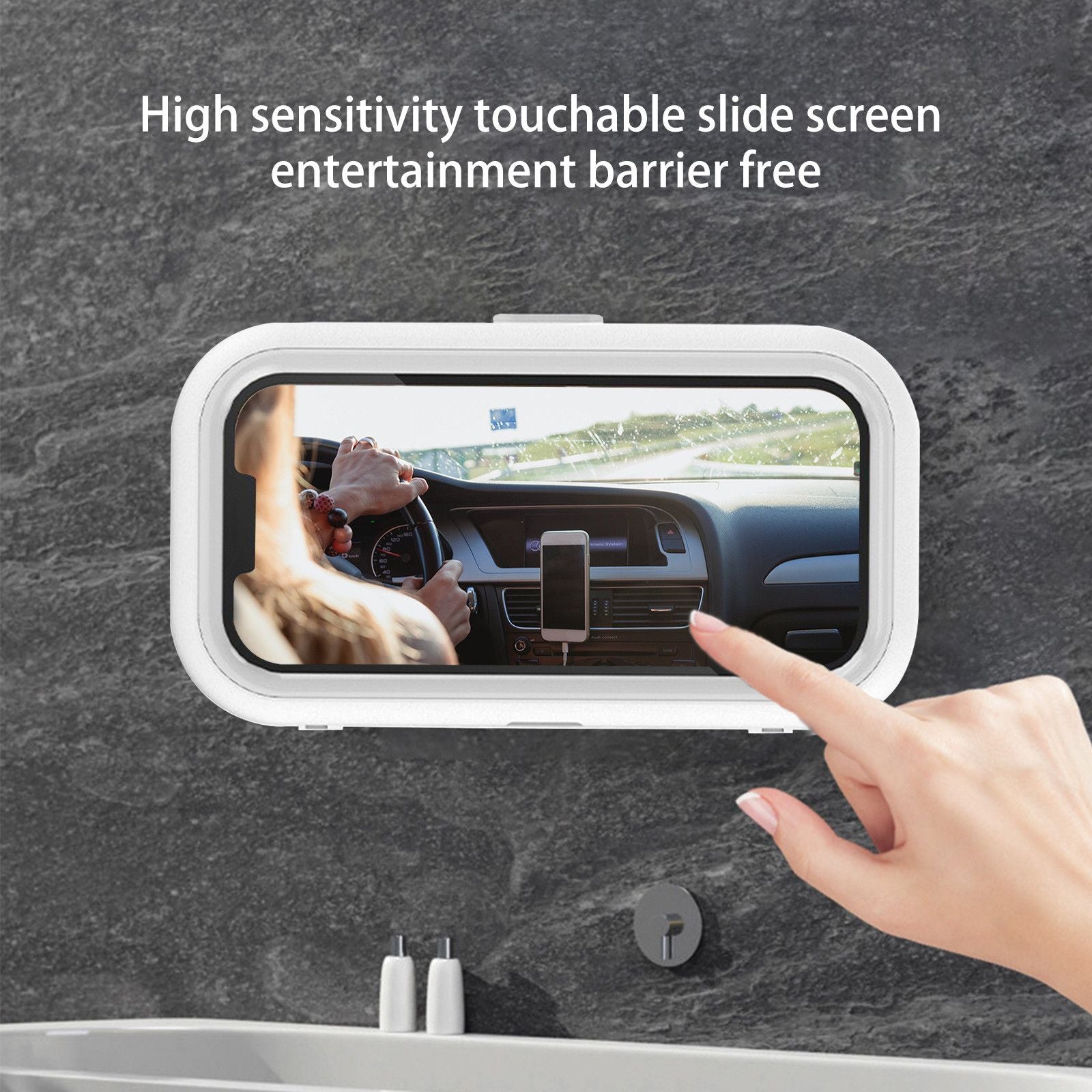 Shower Phone Holder Waterproof Wall Mount Phone Case With 360 Degree Rotation