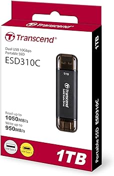 Transcend TS1TESD310C ,1TB, External SSD,ESD310C, USB 10Gbps, Type C/A ,Black