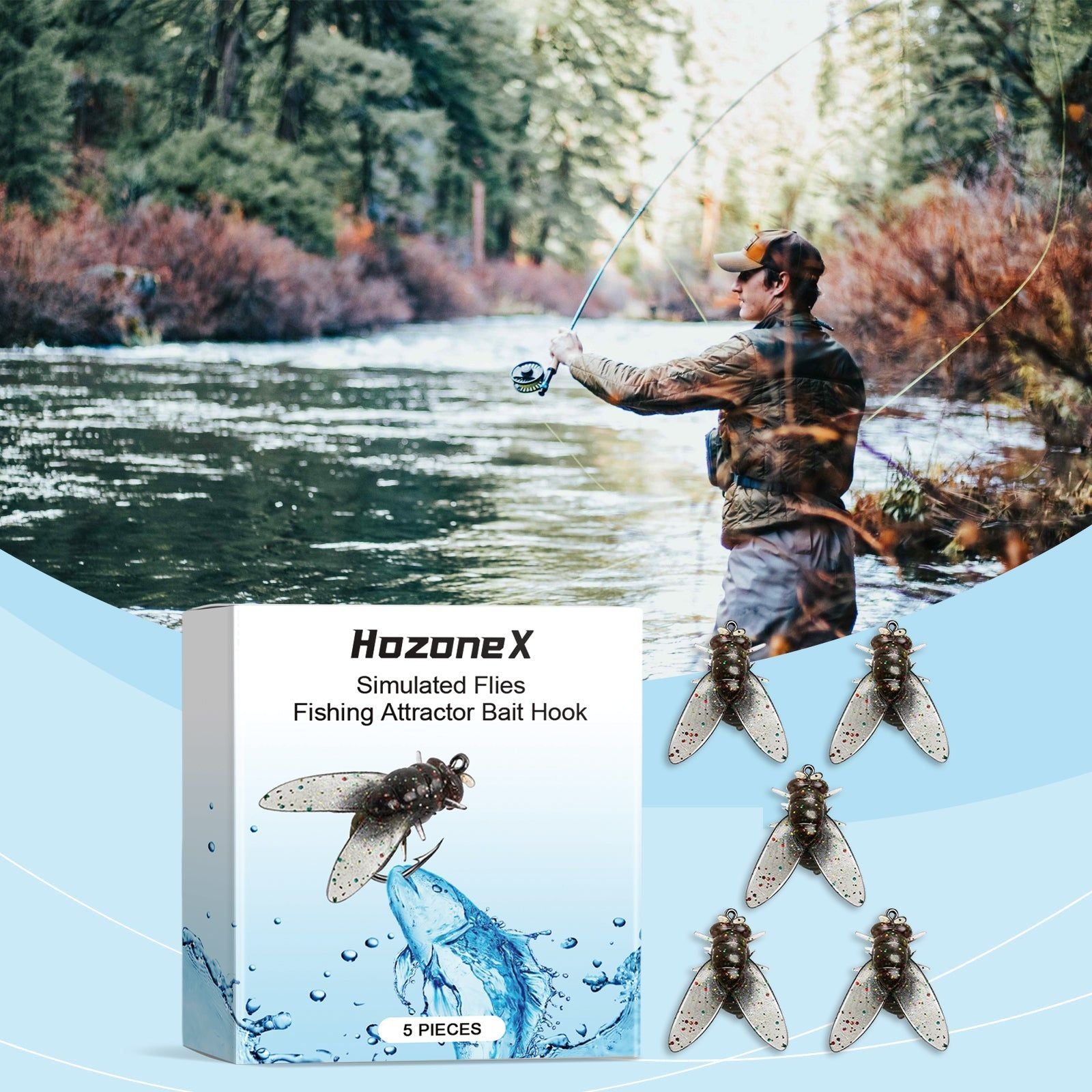 Bait Hook, Simulated Fly Fishing Bait, Soft Silicone, Durable, Fish Attractant ,5 pieces