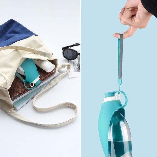 580ml Dog Water Bottle Silicone Leaf Design Pet Water Dispenser
