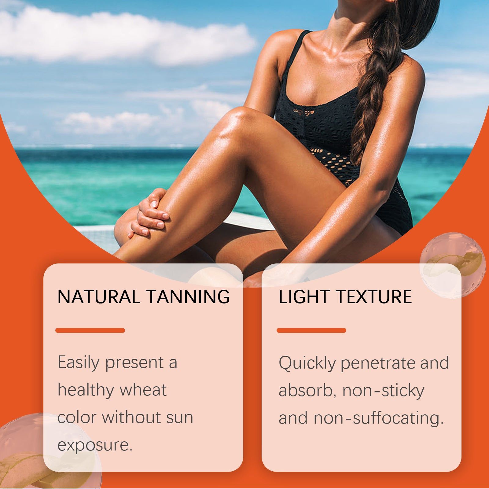 Blackening Cream Sunless Tanning, Natural Glow, Moisturizes, Even Skin Tone, All Year ,50g