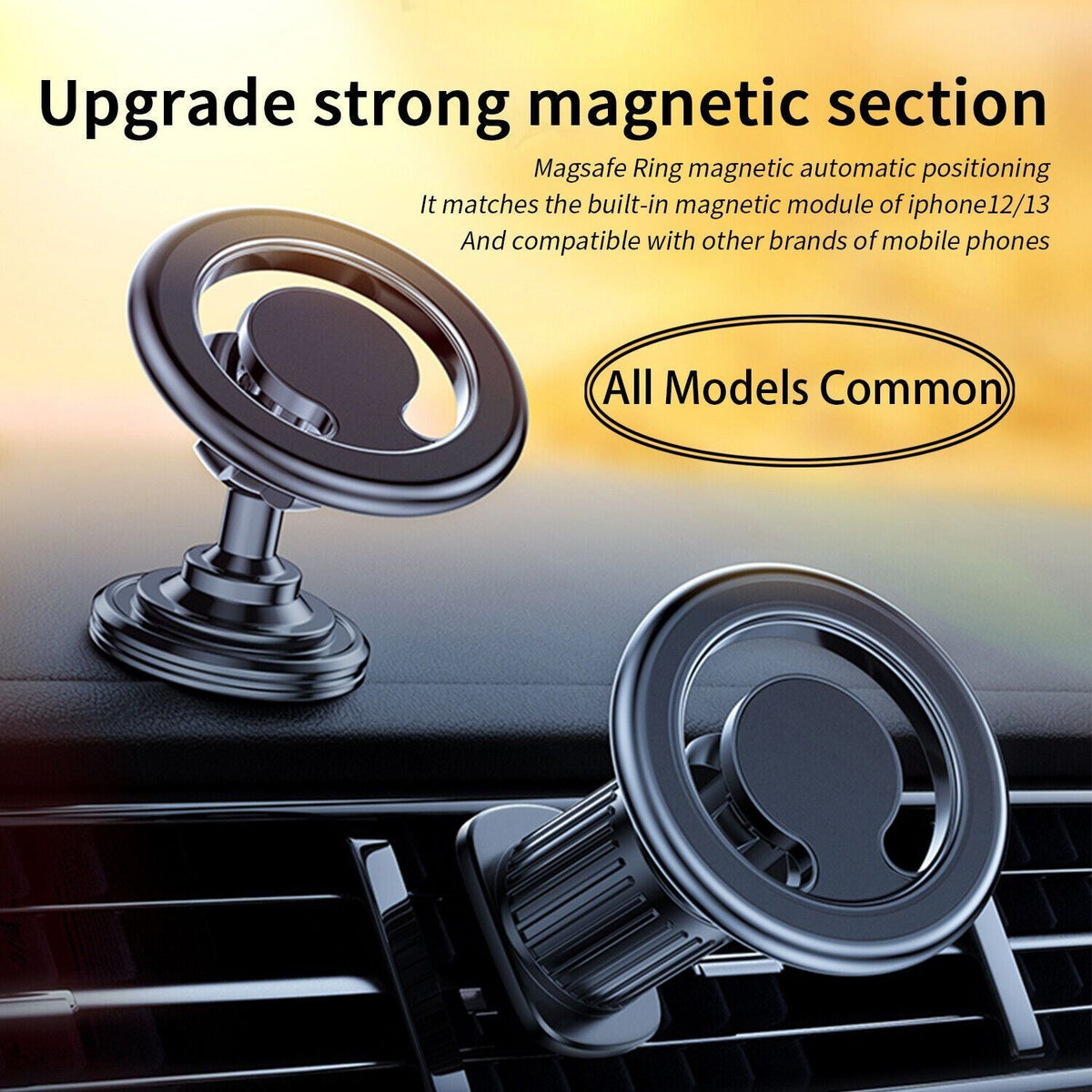 Magnetic Car Phone Holder 360 Degree Rotation Cell Phone Mount With MagSafe