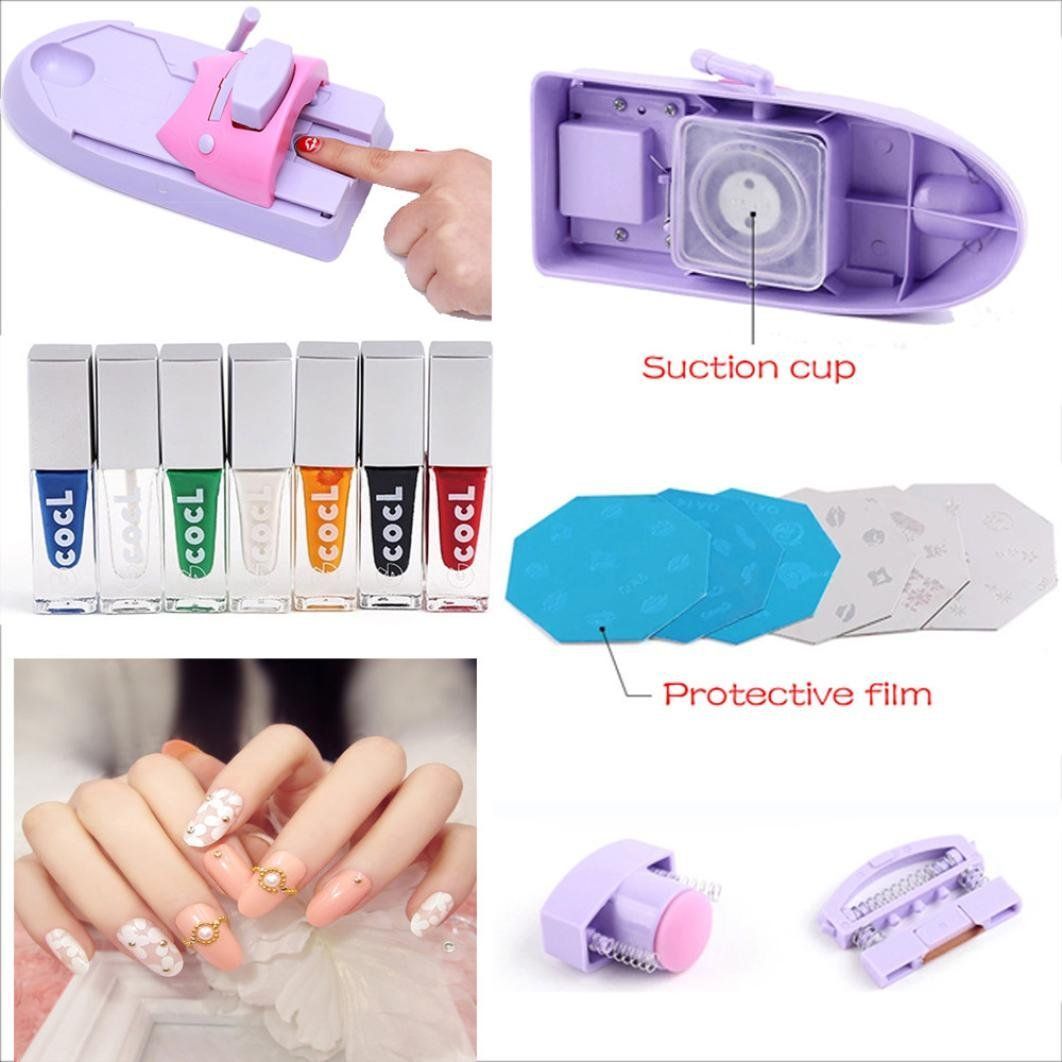 Nail Art DIY Printer Set Pattern Printing Manicure Machine Nail Drawing Polish Kit With 6 Pattern Plates