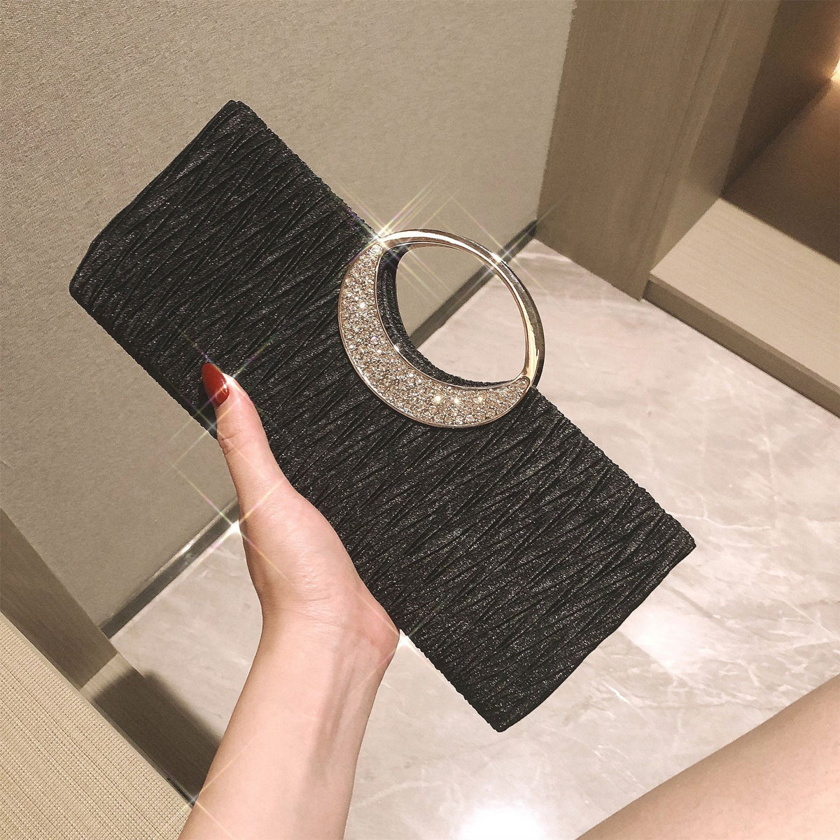 Women Elegant Clutch Purse Rhinestones Wedding Handbag Evening Bag