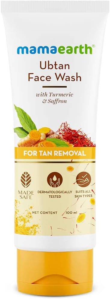 حليب تنظيف الوجه Mamaearth Ubtan، مع الكركم والزعفران لتنظيف لطيف – 100 مل