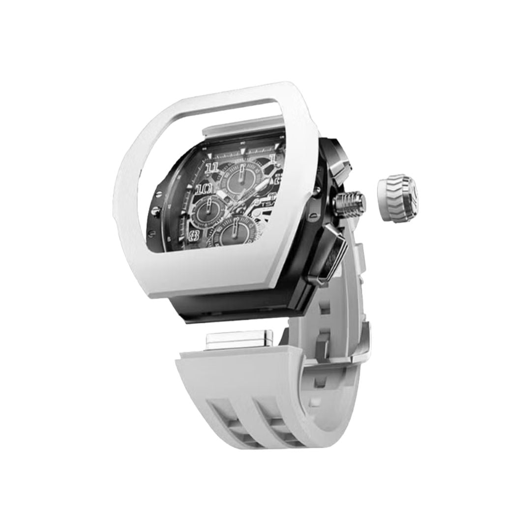 TSAR Bomba Men's Tonneau Quartz Interchangeable Gray Case Gray Silicon Watch