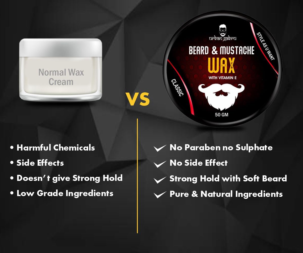 Urban Gabru Beard & Mustache Wax (50 gm) for Strong Hold