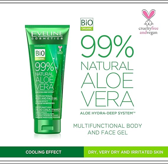 Ev 99% Nat Aloe Vera Tea Tree Oil Body & Face Gel 250Ml