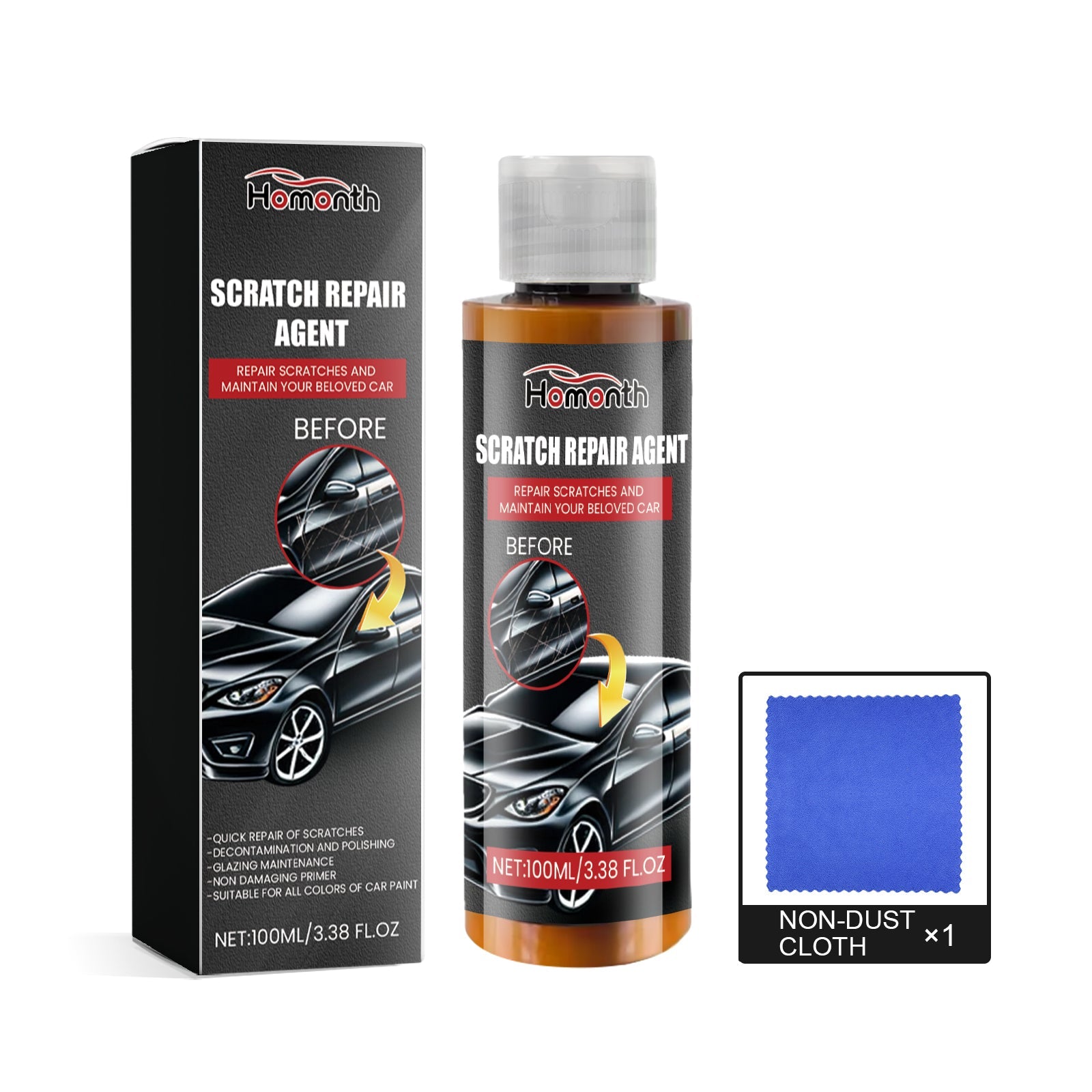 Car Scratch Polishing Wax, Scratch Repair Cream, Car Paint Restoration, Easy to Use, Glossy Finish ,1set