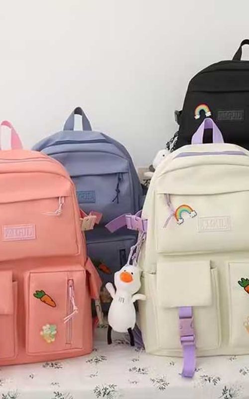 4 Pcs/Set Canvas School Bags Backpack – Durable, Stylish Backpack Set for Kids, Teens & Students