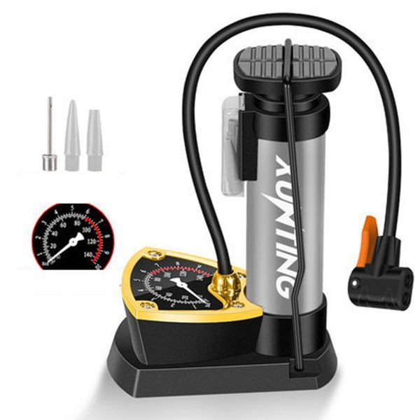 Mini Bicycle Single Cylinder Foot Pump Manual Vertical Bike Air Pump With Gauge
