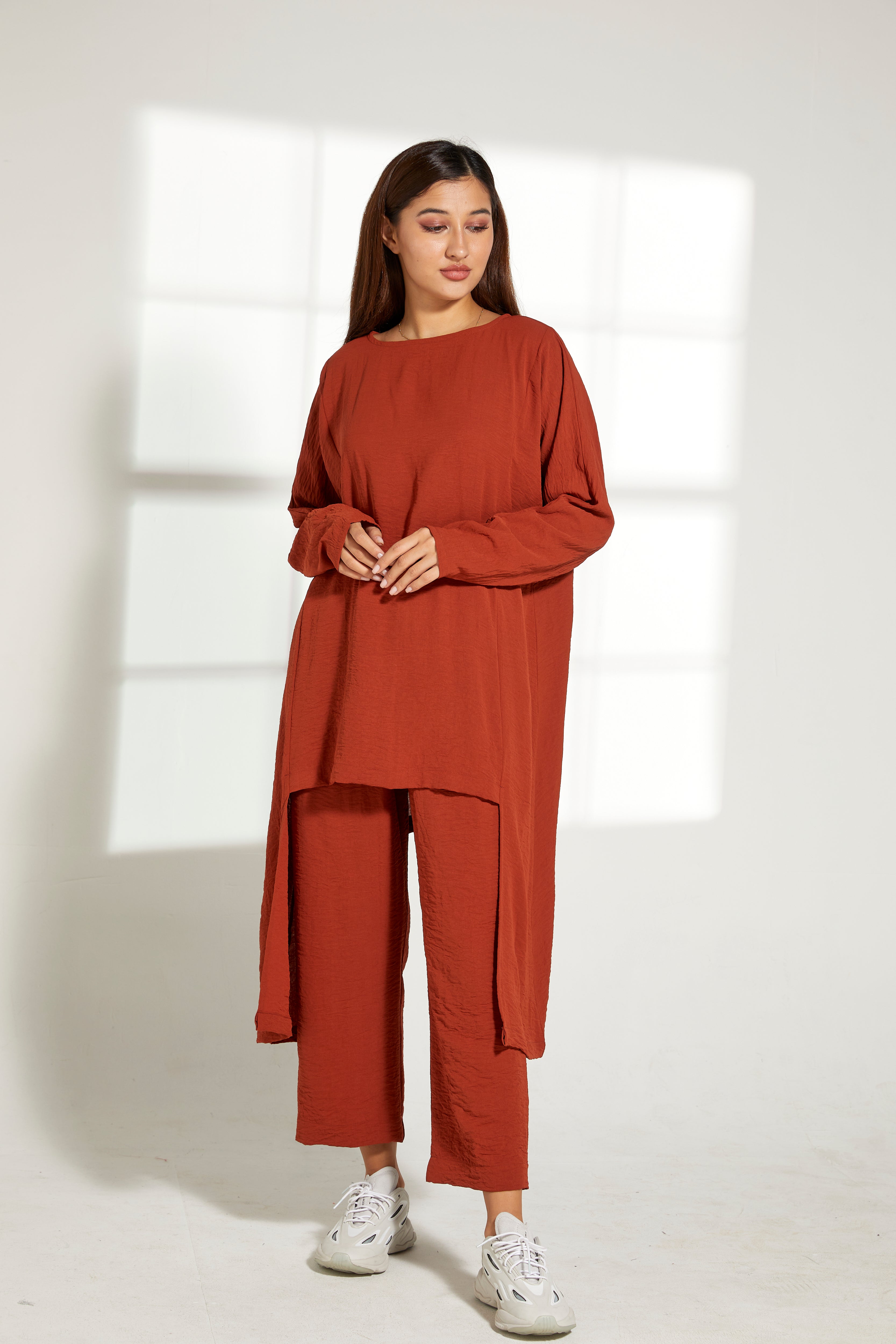 MOiSTREET Orange CEY Fabric Top and Pants Set
