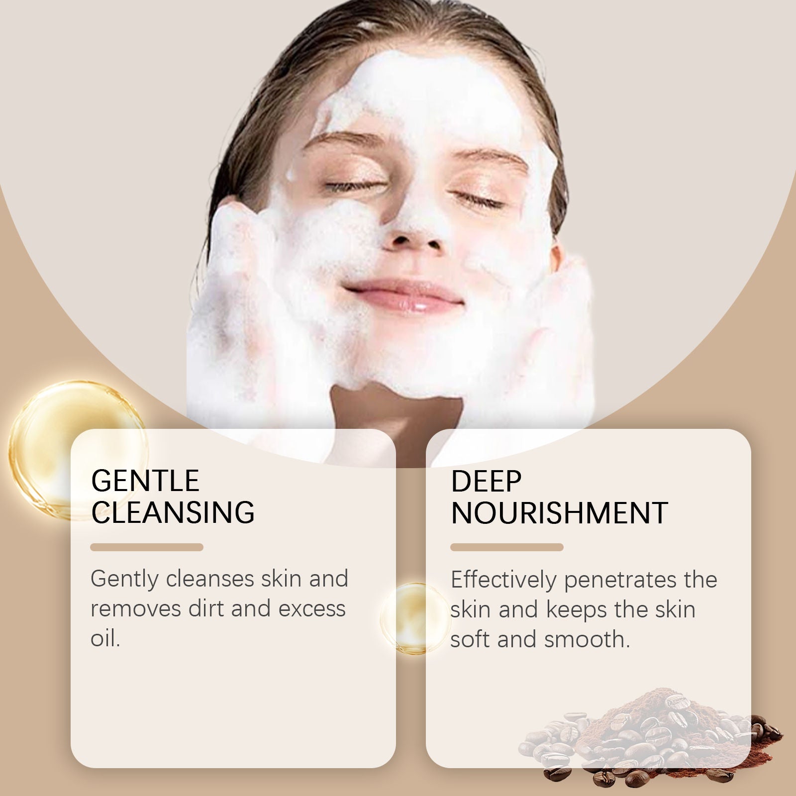 Coffee Cleansing Soap, Gentle Cleaning, Brightening, Nourishing, Moisturizing ,100g