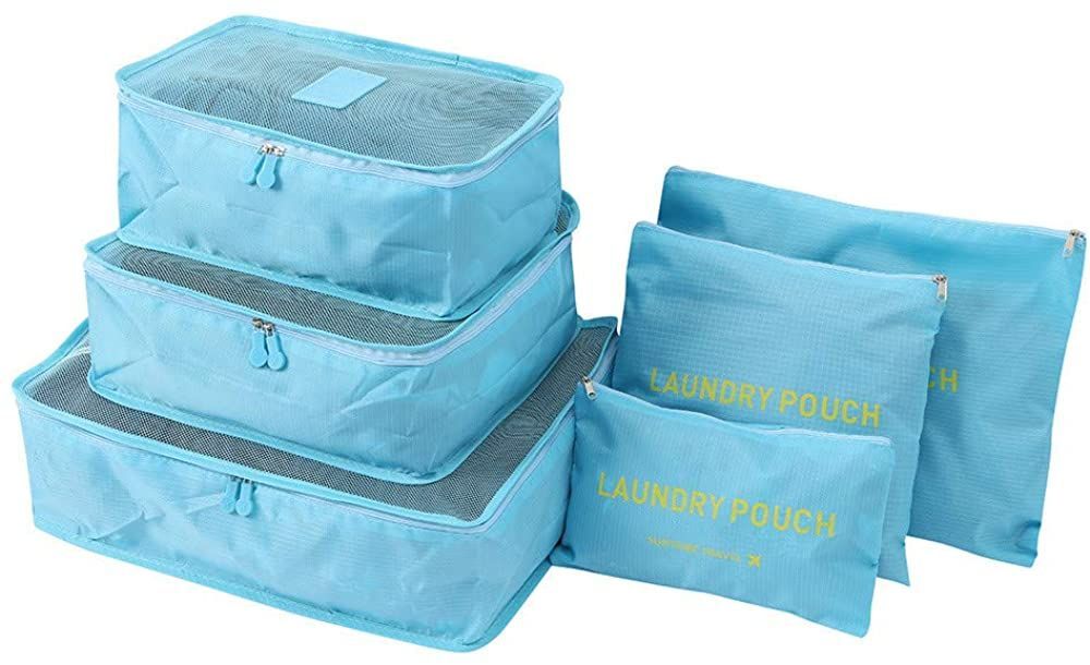 6 Pack Travel Storage Bags Waterproof Clothes Packing Cube Luggage Organizer Pouch