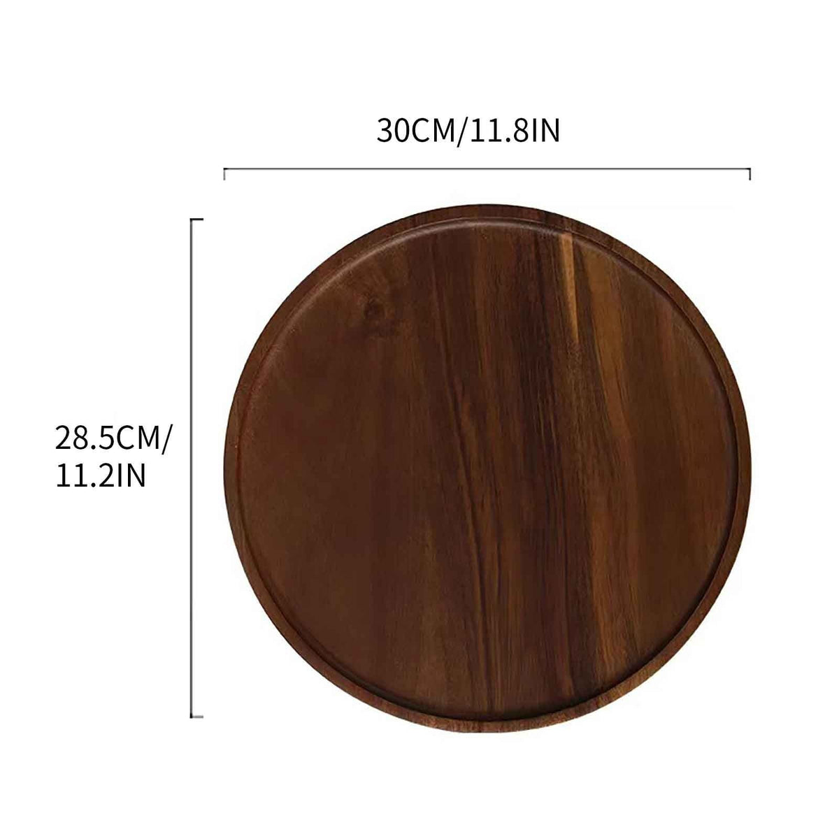 Wooden Round Serving Tray Dinner Plates Cup Holder Dessert Snack Food Tray