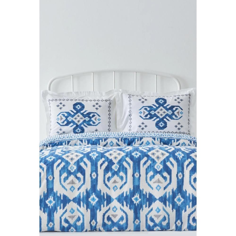 Karaca Home Neos Blue Cotton Double Duvet Cover Bedroom Bed Sheet Pillow Case