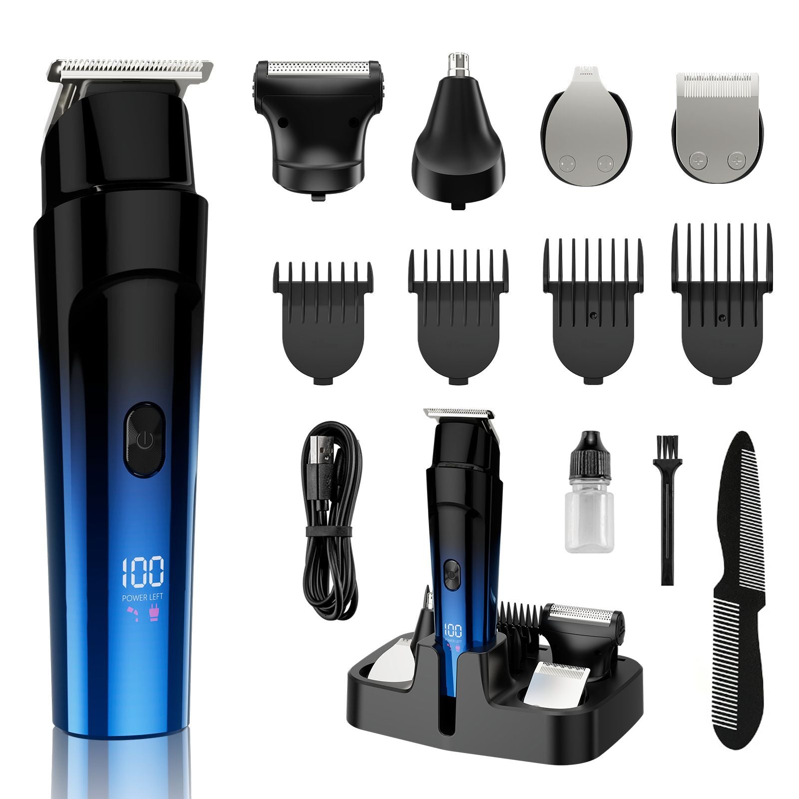 USB Hair Clipper Kit with Adjustable Guards