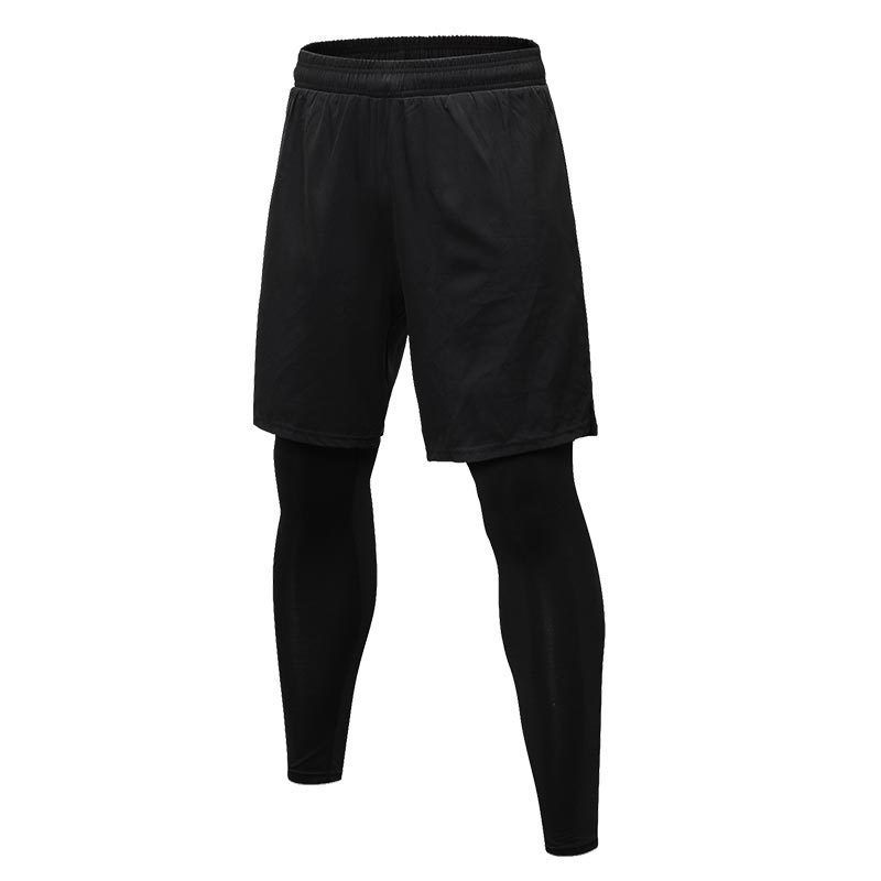 Men 2 In 1 Running Shorts Compression Pants Sport Leggings Breathable Quick Dry Tights