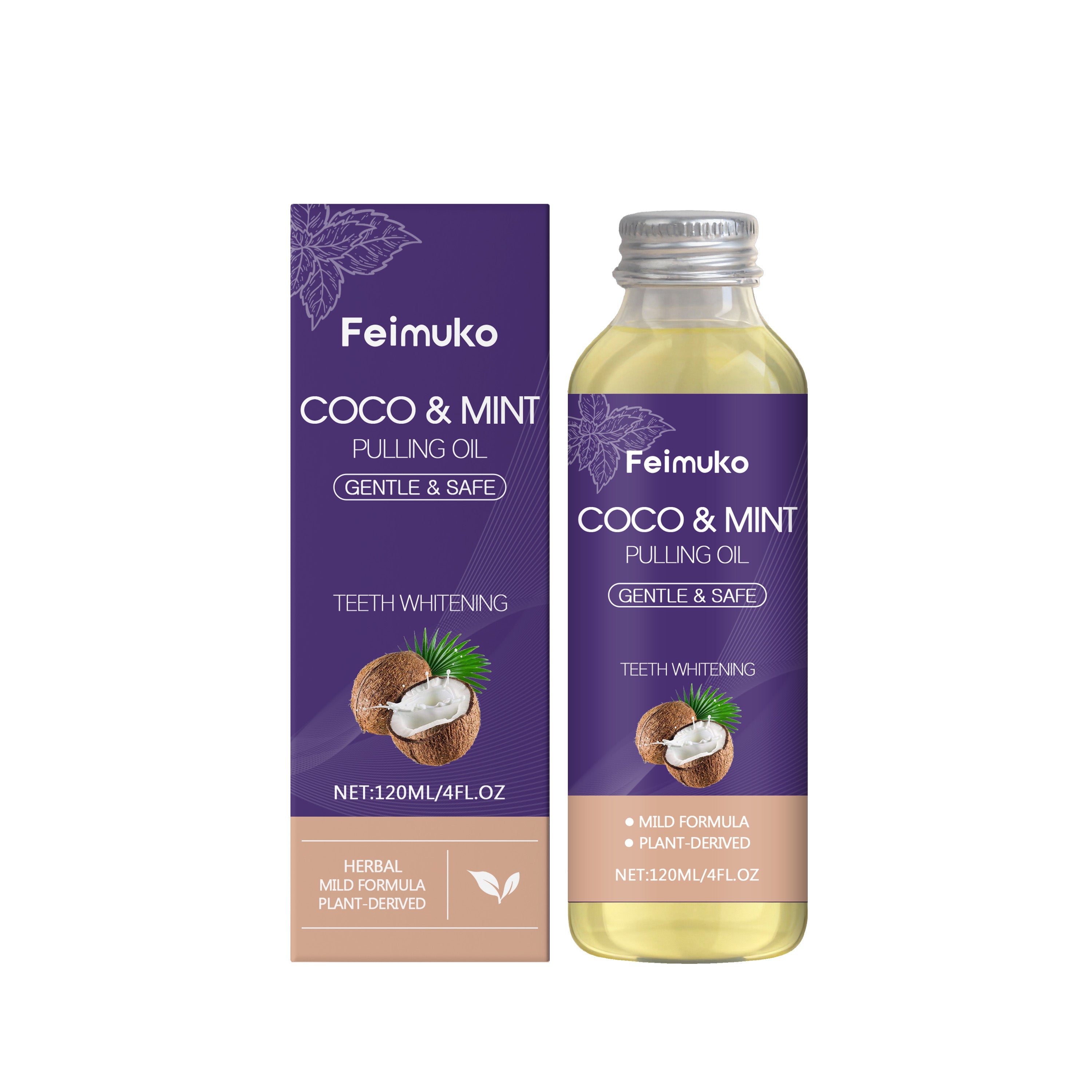 Coconut Peppermint Oil Mouthwash for Fresh Breath, Natural Teeth Cleanser, Odor Eliminator ,120ml