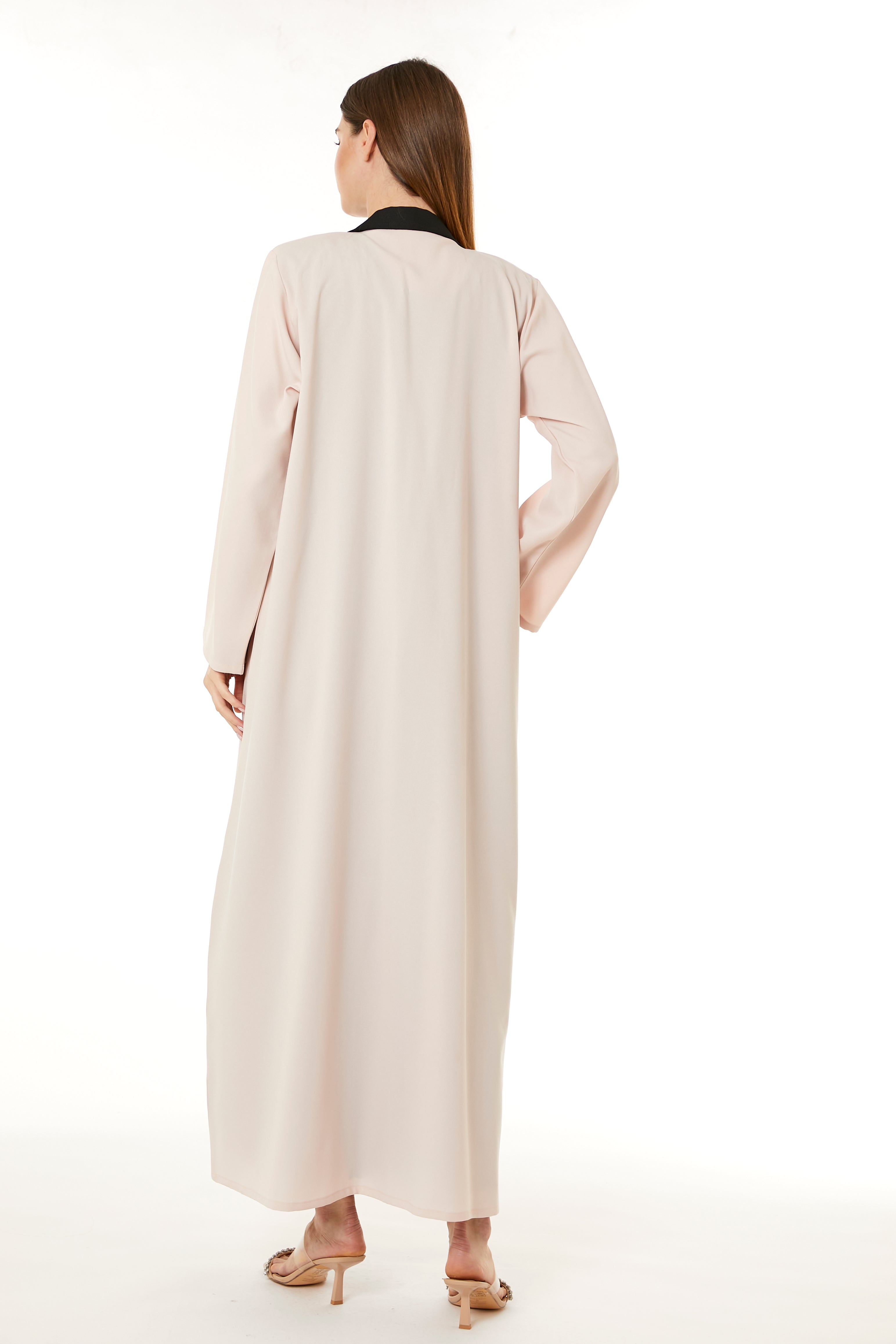 MOiSTREET Peach Indonesian Crepe Hand Embellished Abaya
