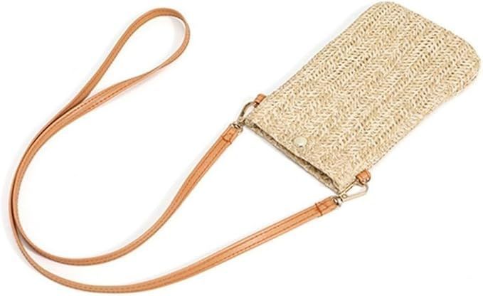 Women Straw Crossbody Shoulder Bag Small Cell Phone Purse Beach Woven Rattan Bags