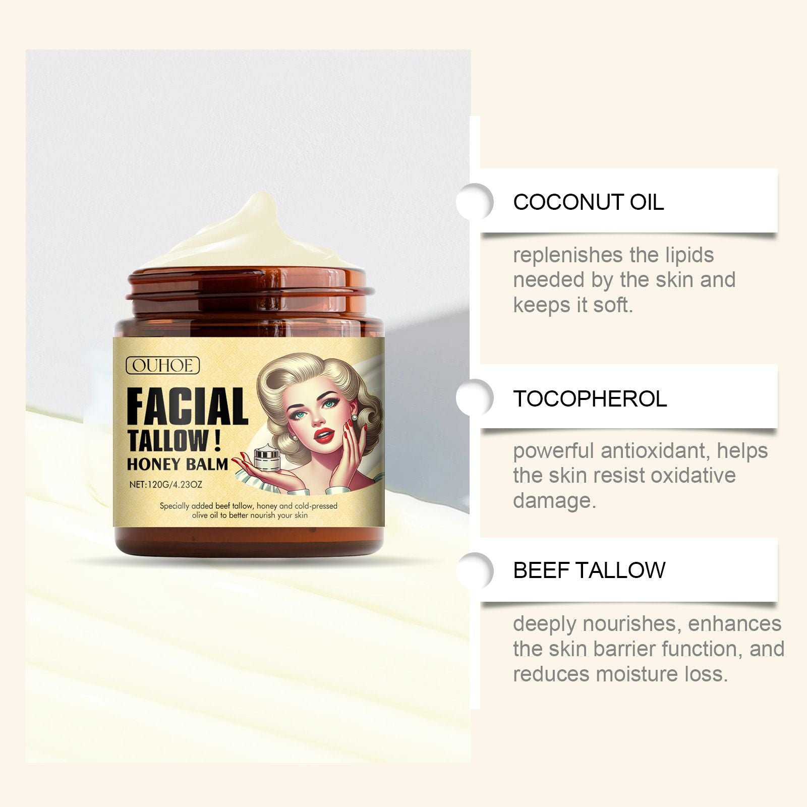 Honey Moisturizing Cream Hydrating Skin Care 120g