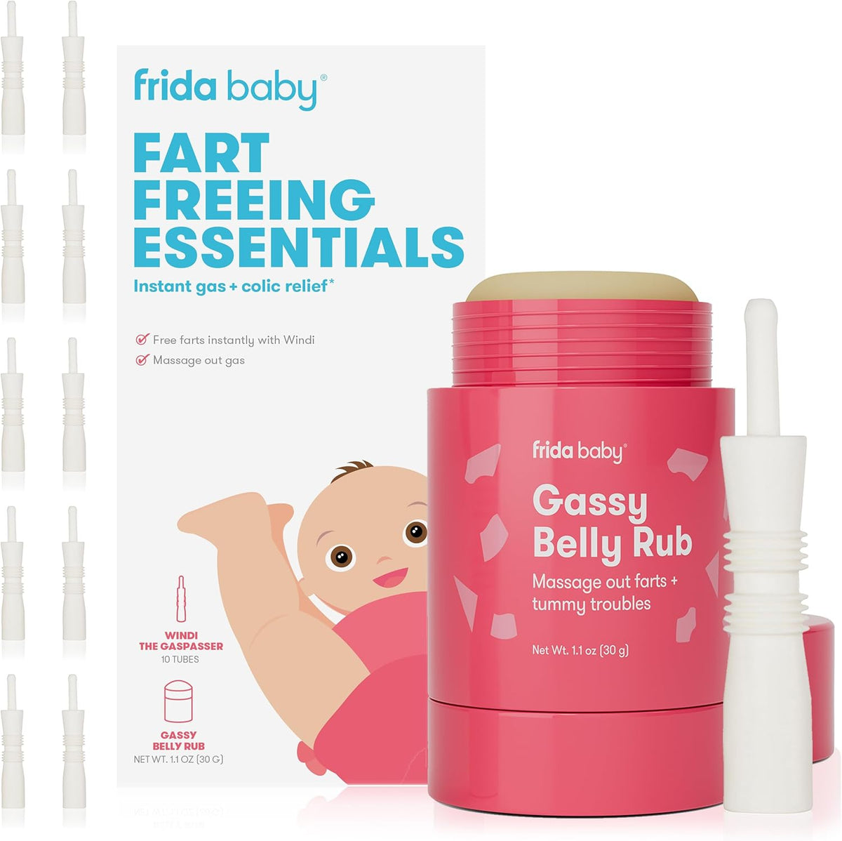 Frida Baby Gassy Belly Rub - Natural Gas & Colic Relief Massage Balm