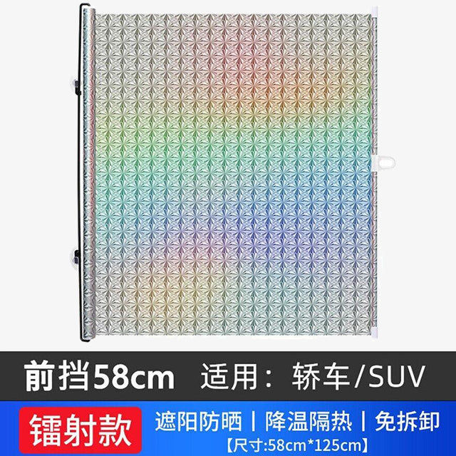 Retractable Car Front & Rear Window Sunshade - Windshield Sun Shade Cover for UV Protection & Privacy