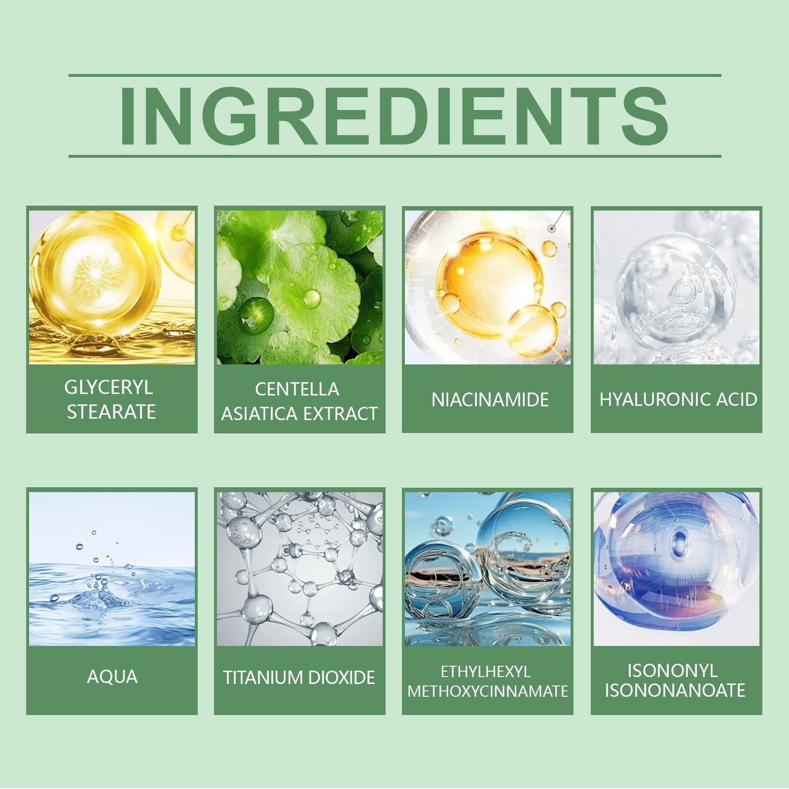 Centella Asiatica Facial Cream, SPF 50, Broad Spectrum, Gentle, Moisturizing, Summer Skin Protection ,50g