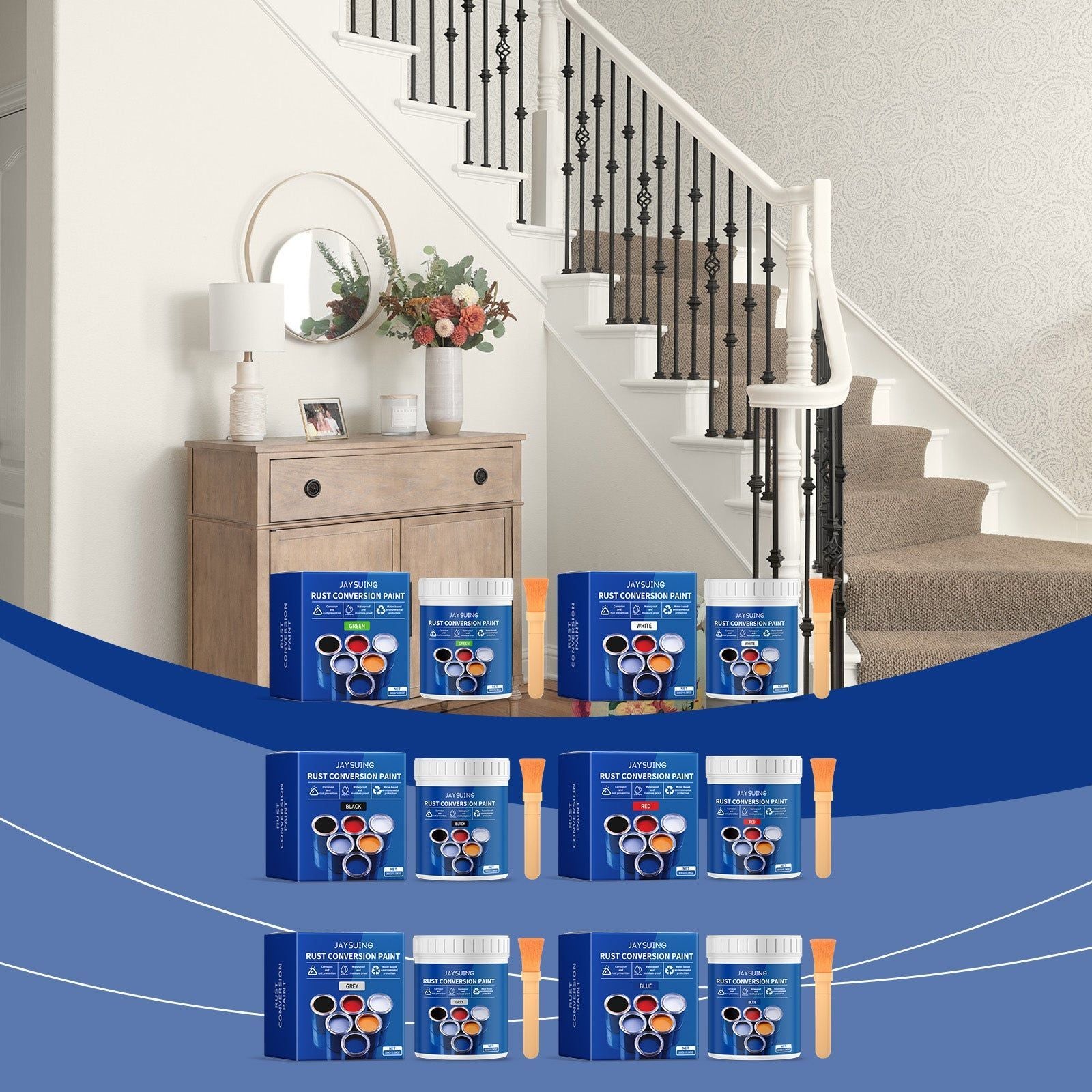 Water-Based Rust-Proof Paint for Home Care, Durable, Weather-Resistant, Easy to Use ,1 set
