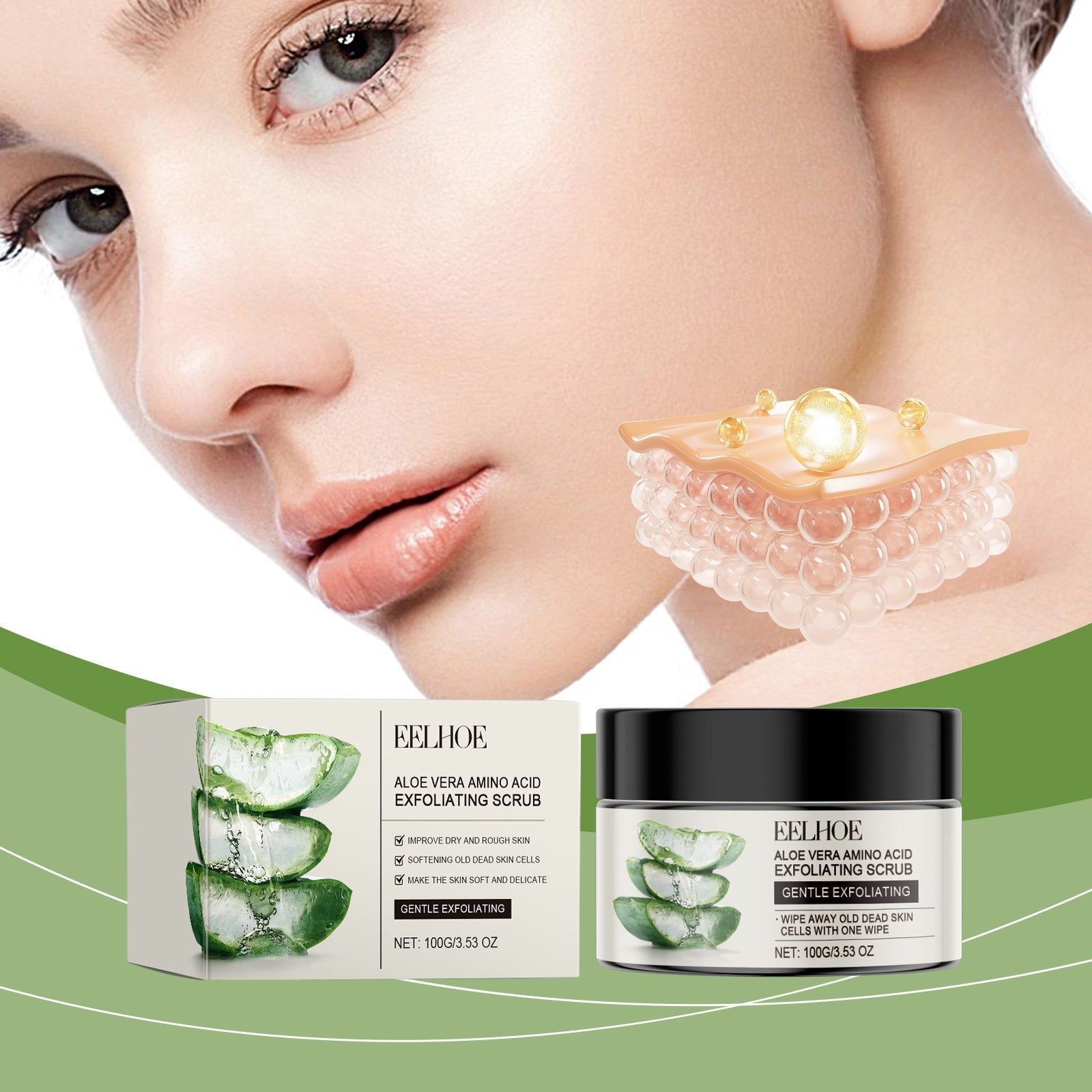 Aloe Amino Acid Exfoliating Scrub for Facial Care Brightening Smooth Skin Moisturizer ,100g