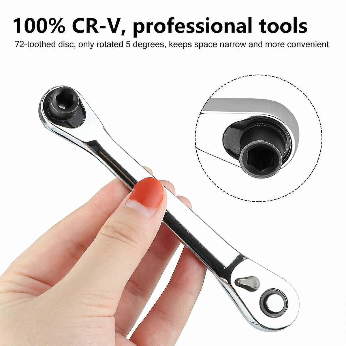 Mini Ratchet Wrench 1/4 Inch Drive Socket Screwdriver Bit Driver 72-teeth Tools