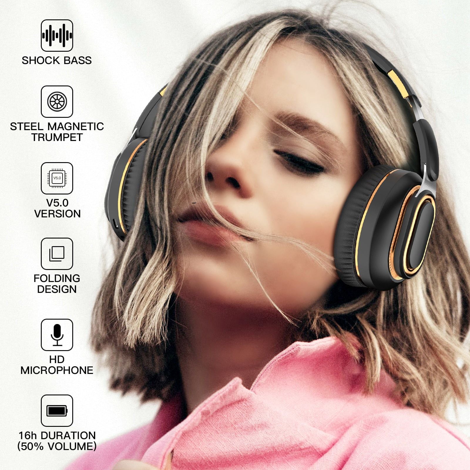 Noise Cancelling Bluetooth Headset Wireless Folding Bass Gaming Sports Headphones