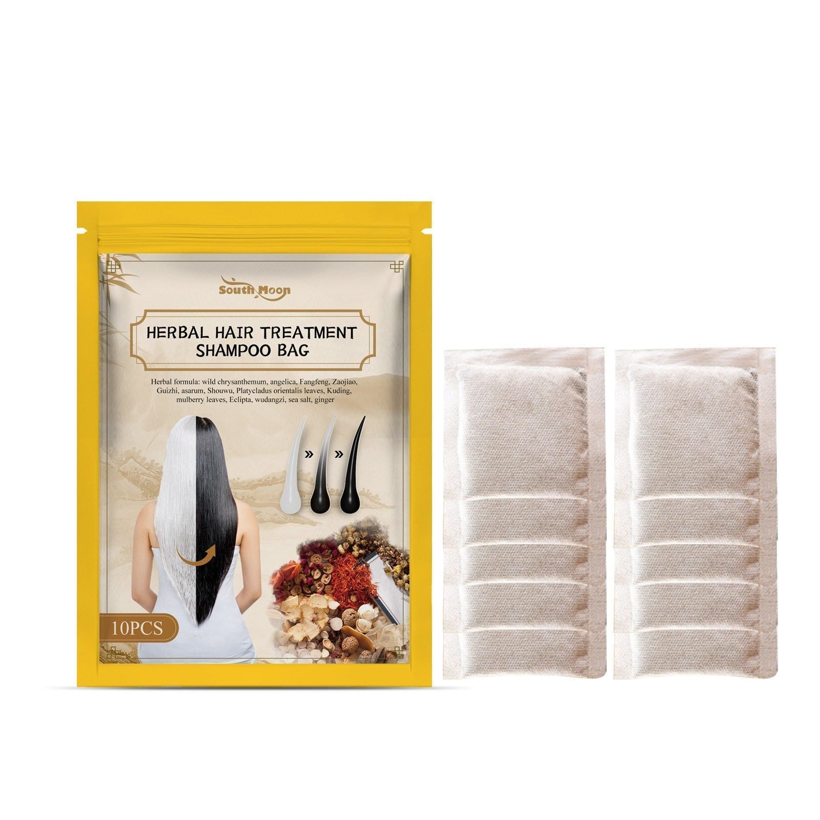 Herbal Hair Shampoo and Conditioner, Natural Black Hair Care, Nourishing and Repairing ,10pcs