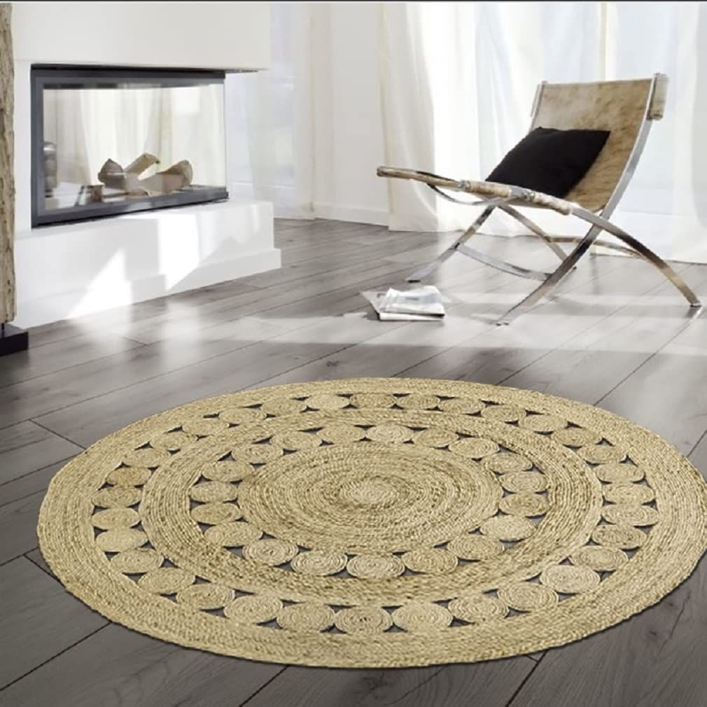 AIESY®  Beautiful Handwoven Jute Flower Rug